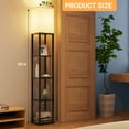 thumbnail image 3 of Foukus 63" Floor Lamp with Shelves: Lamp for Living Room with 3 Adjustable Color Temperatures, Display Bookshelf for Home, Bedroom, Study - Black (Bulb Included), 3 of 6