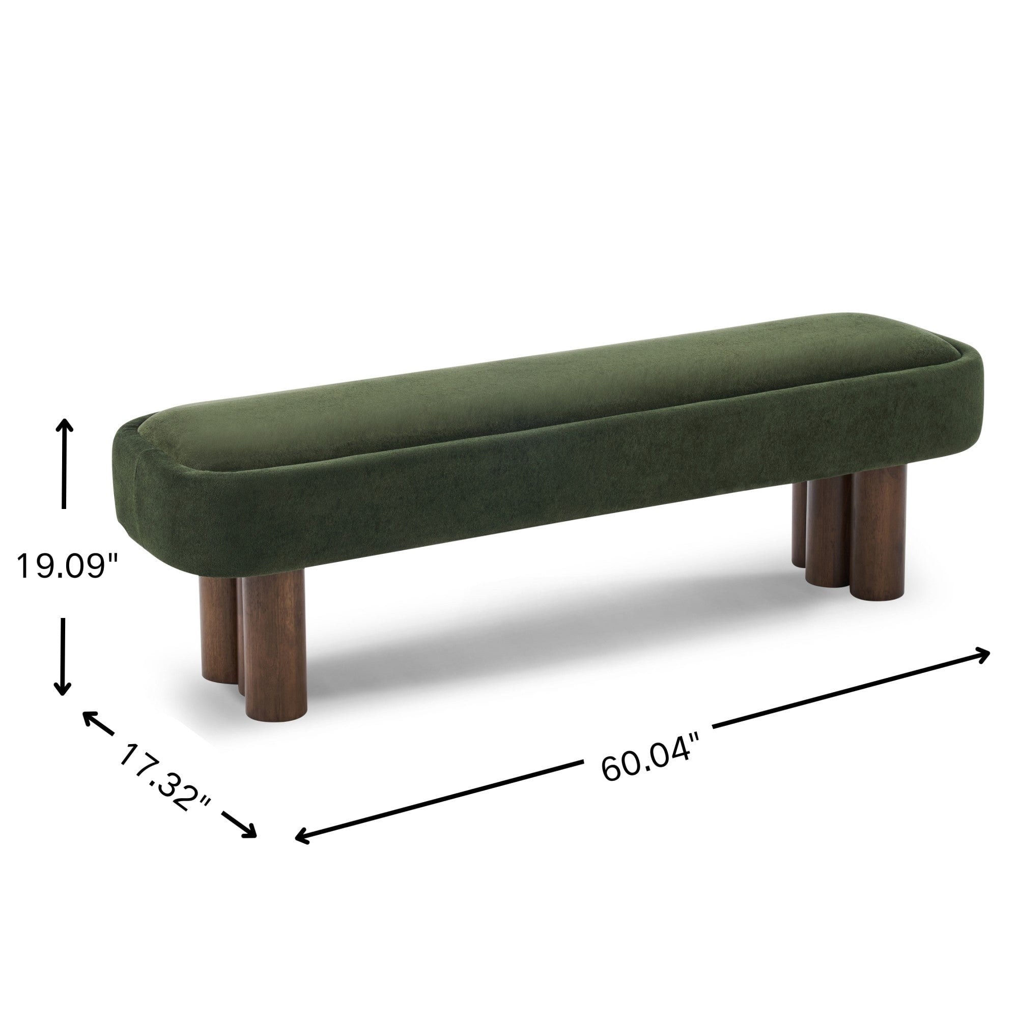 Sailvan 60" Boucle Dining Bench,Upholstered Kitchen Seating with Walnut Legs,Modern Indoor Bench for Entryway and Living Room Green