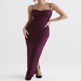 thumbnail image 2 of Women‘s Bodycon Long Dress Spaghetti Strap Solid Color Evening Dres, 2 of 8