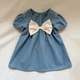 thumbnail image 5 of Teylalorva Girls Summer Dress, Cotton Casual Short Sleeve Cute Bow Ruffles Flowy Sundress Blue Size 1, 5 of 8