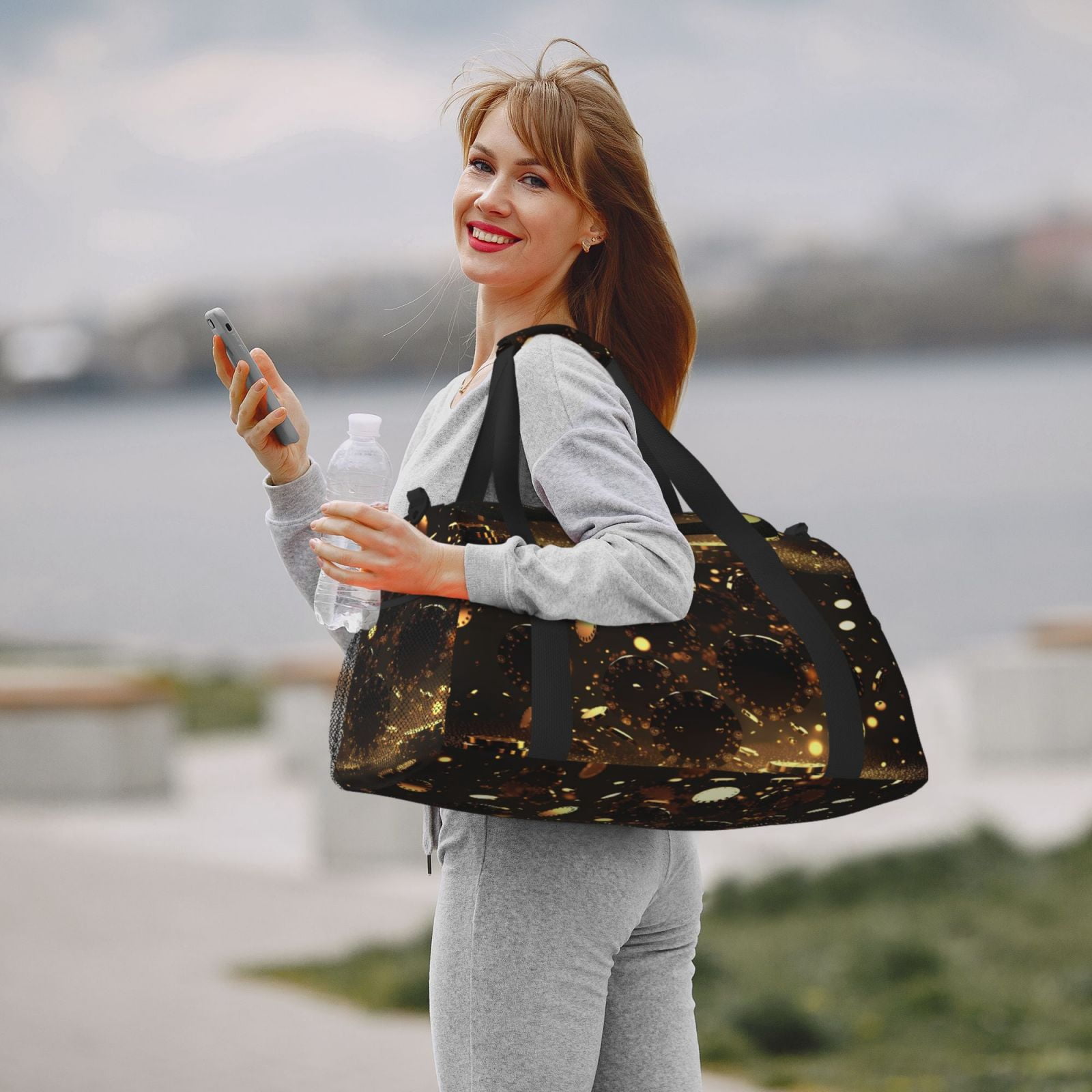 Fuzoiu Classical Golden Casino Print Travel Duffle Bag,Carry On Tote Bags,Duffel Bag,Sport Gym Bag, Hospital Bag for Labor and Delivery, Overnight Bag,Luggage Bag