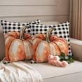 thumbnail image 2 of Fall Outdoor Waterproof Pillow Covers, Thanksgiving Orange Pumpkin Black Buffalo Plaid Decorative Square Throw Pillowcase Sofa Cushion Sham for Patio/Couch/Chair, 16"x16" 2 Pack, 2 of 8
