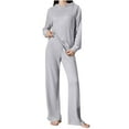 thumbnail image 2 of Aobny Cozy Womens Pjs Set Sleepwear Gray Cooling Solid 2 Piece Hoodies & Pants Juniors Pjs Set Comfy, 2 of 7