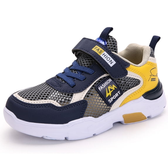 Eashi leisure trend single mesh double mesh leather breathable non slip light running shoes.