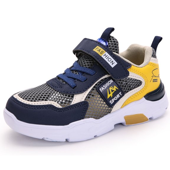 Eashi leisure trend single mesh double mesh leather breathable non slip light running shoes.