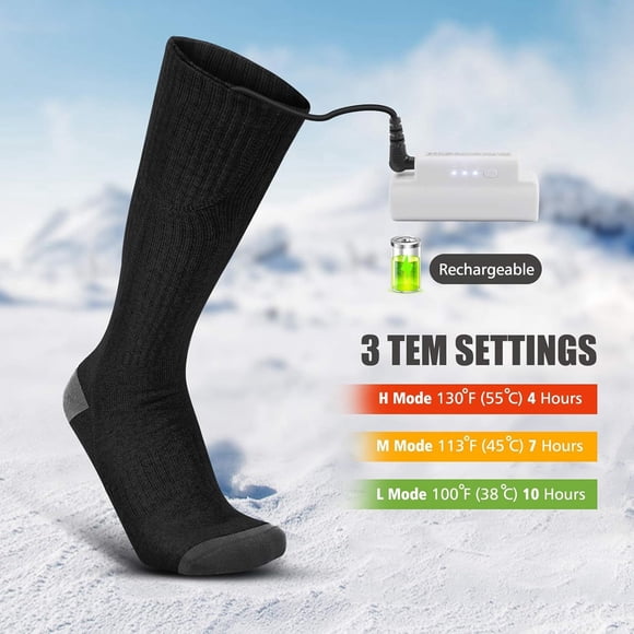 Hearth & Gear Chaussettes Chauffantes Rechargeables pour l'Hiver à Piles Chaussettes Thermiques Chaudes pour Activités de Plein Air et Ski Pédales pour Exercices à la Maison Bandes pour Hommes Coussin Chauffant Bandes Élastiques sous le