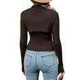 thumbnail image 6 of Liacowi 2Pcs Women Cutout Knitted Sweater Long Sleeve Turtleneck Shrug Crop Jumper + Ribbed Sling Vest Tops, 6 of 7