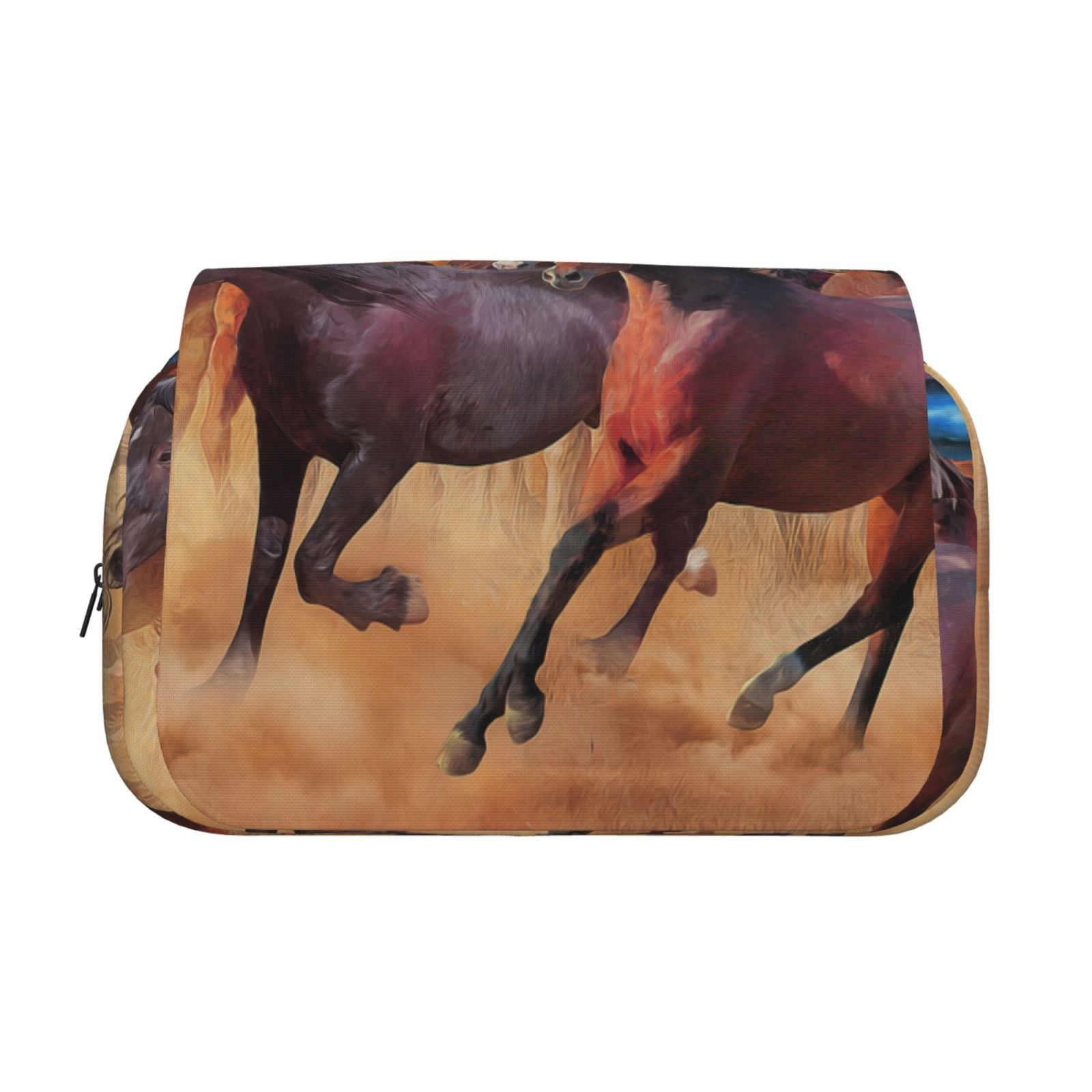 Rateoe a herd of horses Pattern Double Clamshell Pen Case, Storage Organizer with Two Zipper Compartments– Holds Up to 50 Pencils & Pens