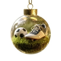 geerera 3D Crystal Soccer Ornament, Sports Theme Christmas Decoration, for Xmas Tree Decor, Sport Lovers Gift, Gift for Fan,3.5"