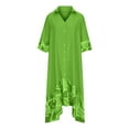 thumbnail image 5 of qolati Women's Ruffle 3/4 Sleeve Long Maxi Dress Plus Size Casual Print V Neck Button Down Shirts Dress Trendy Loose Pleated Flowy Beach Vacation Dresses 2023, 5 of 6