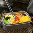 thumbnail image 3 of Bento Lunch Box Steaming Rack wood glass leak Foldable sandwich leakproof ice Handle Food Container Hiking Cookware Lunch Box + Rack, 3 of 9