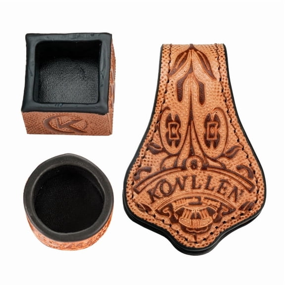 KONLLEN Billiard Chalk Holder with Square and Round Leather Engraved Magnetic Support for Pool Cue Snooker Silent Billiard Accessories