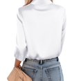 thumbnail image 7 of Womens Satin Pajamas Shirt Silk Long Sleeve Sleepwear Tops Button Down Loungewear Soft Lightweight Pjs Nightwear, 7 of 7