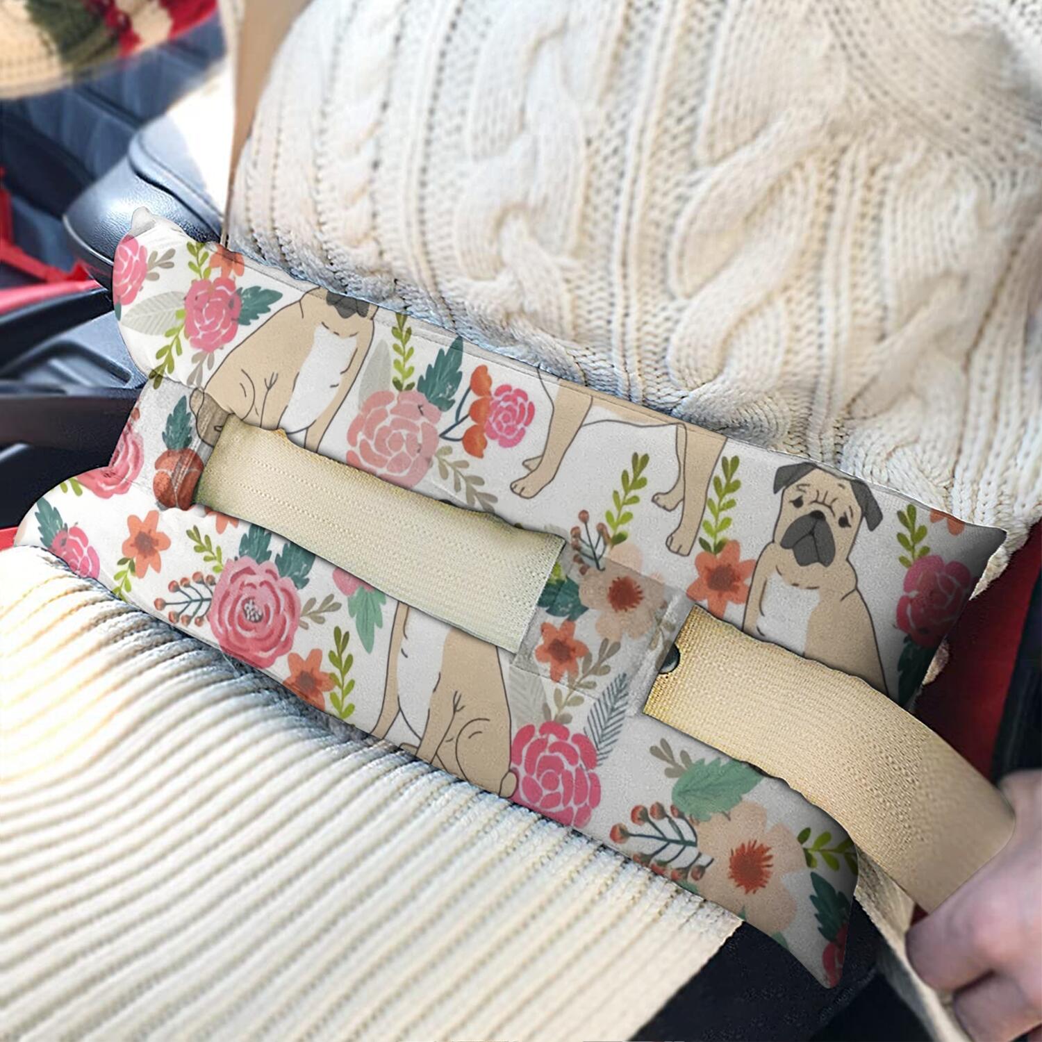 Animal Themed Seatbelt Pillow - Post Surgery Mastectomy Cushion - Soft Heart Surgery Recovery Pillow with Puppy Design