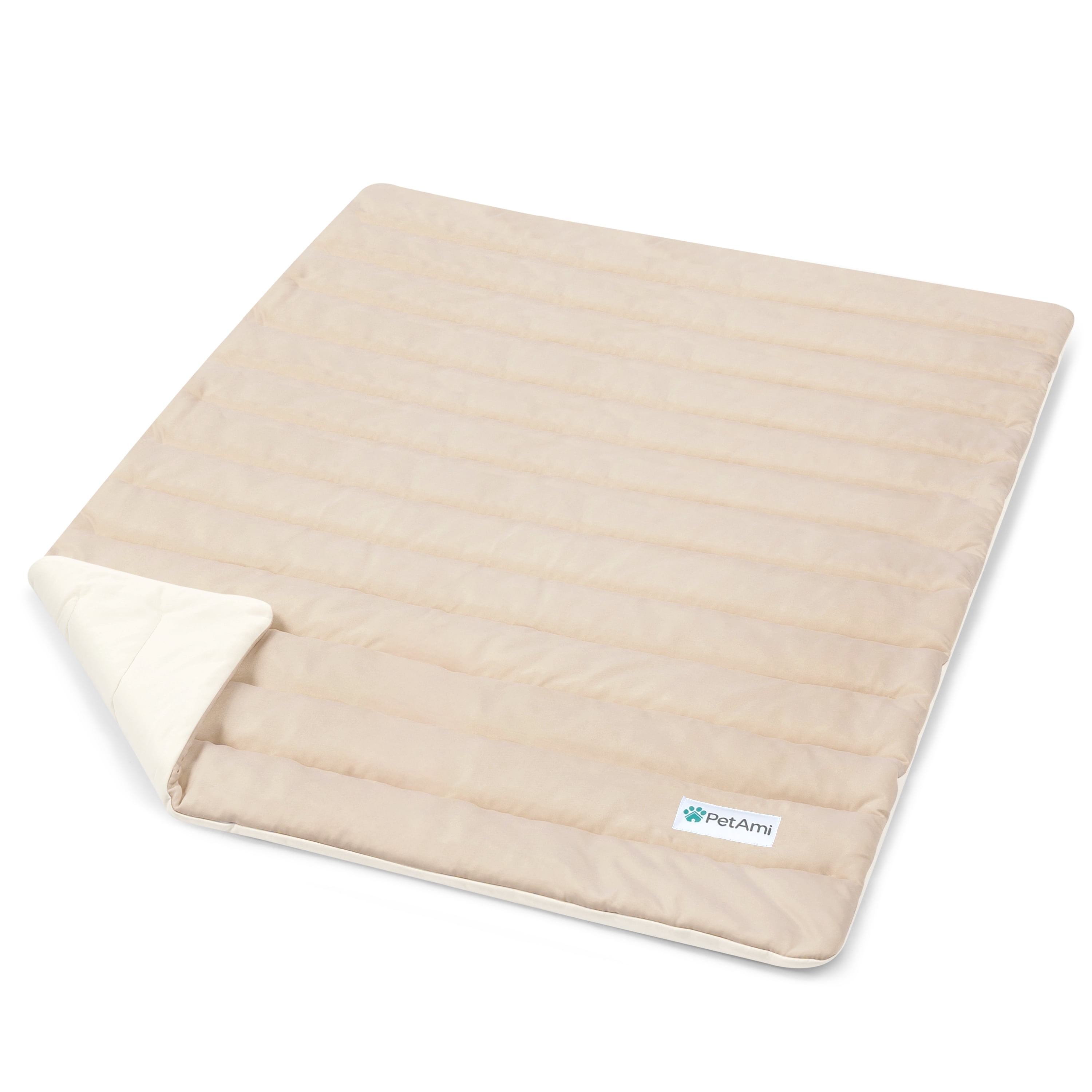 PetAmi Dog Cooling Mat, Q-Max Pet Cooling Blanket with Thick Cushioning, Self Cooling Pad for Dogs & Cats,  Reversible Summer Mat for Crate, Couch, Kennel, Taupe/Beige, Medium (29x40)
