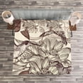 thumbnail image 3 of Ambesonne Hummingbirds Quilted Bedspread Set 3 Pcs, Bird Flowers Pattern, Queen Size, Ivory Brown, 3 of 3