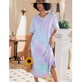 thumbnail image 2 of Ekouaer Long Nightgown Womens V Neck Loungewear Oversized Sleepwear, 2 of 5