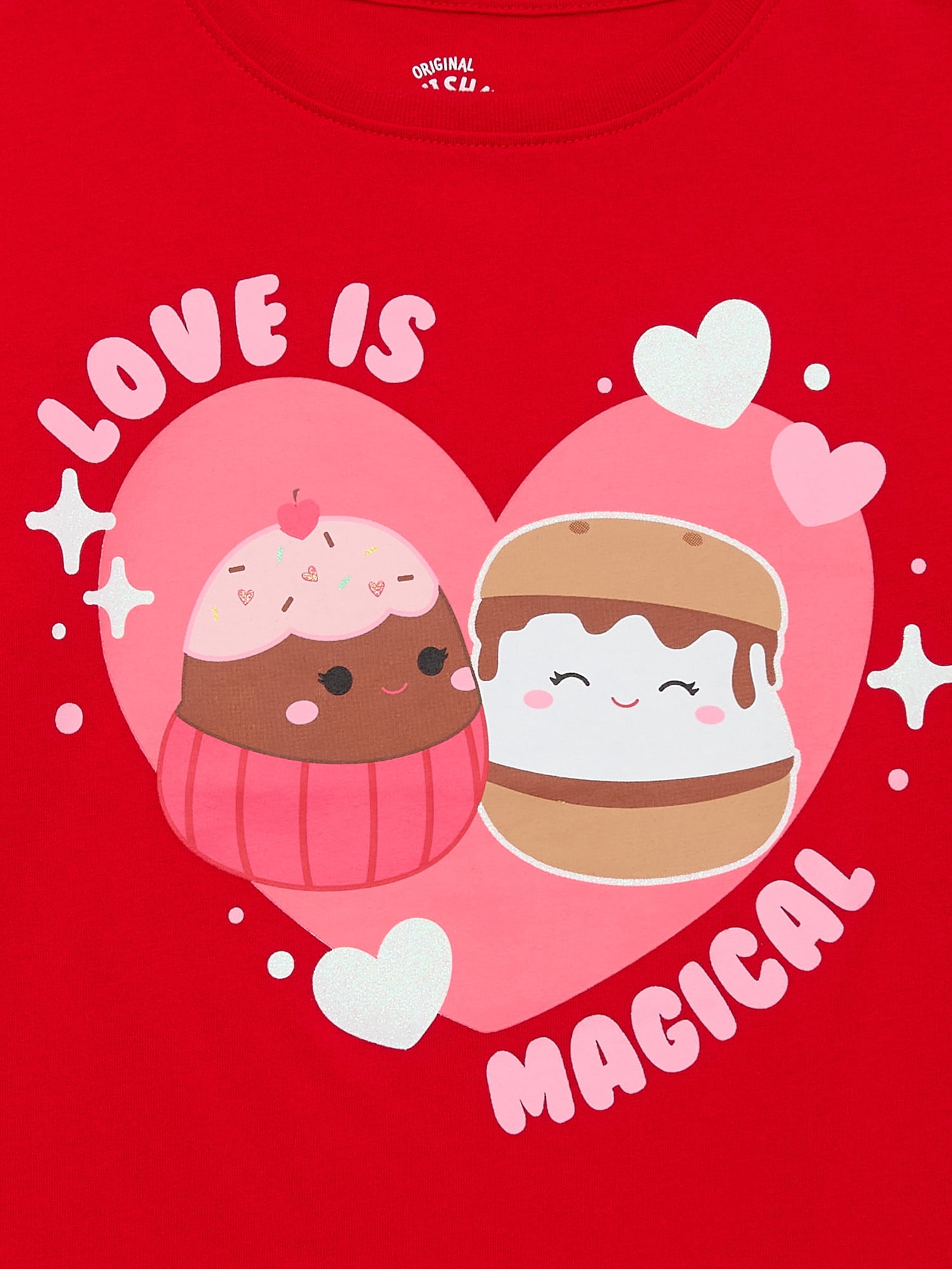 Squishmallow Love is Magical Girls Valentine's Day Short Sleeve Graphic Tee, Sizes 4-16