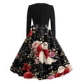 thumbnail image 6 of Womens Halloween Hepburn Dresses Bat Pumpkin Crew Neck Spooky Hepburn Dresses Spider Webeb Witch Hat Long Sleeve Funny Hepburn Dress, XL, 6 of 6