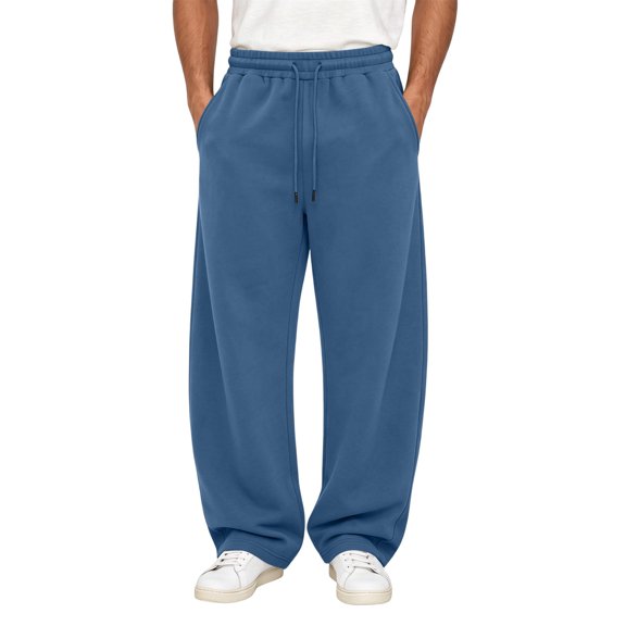 Yongwang Mens Baggy Sweatpants Drawstring Elastic Waist Wide Leg Pants Athletic Outfits Long Trousers with Pockets