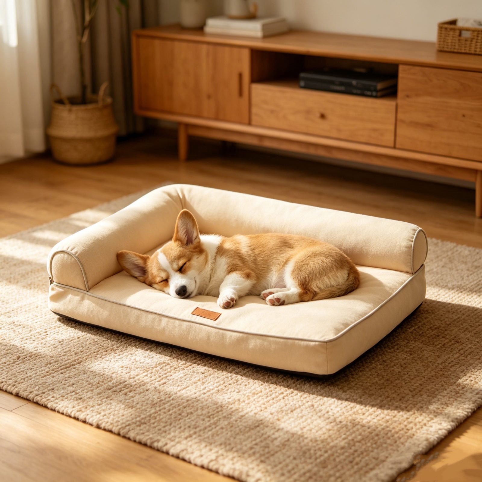 Sleeping Mat All‑Season Dog Couch Non Slip Waterproof Bottom Removable Washable Cover Portable Pet Sofa for Floor Crate