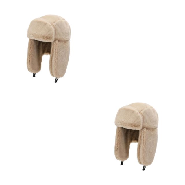 Guardoinrt Step Up Winter Style Thicken Earflap Caps Soft Texture Earflap Caps Autumn khaki 2Set
