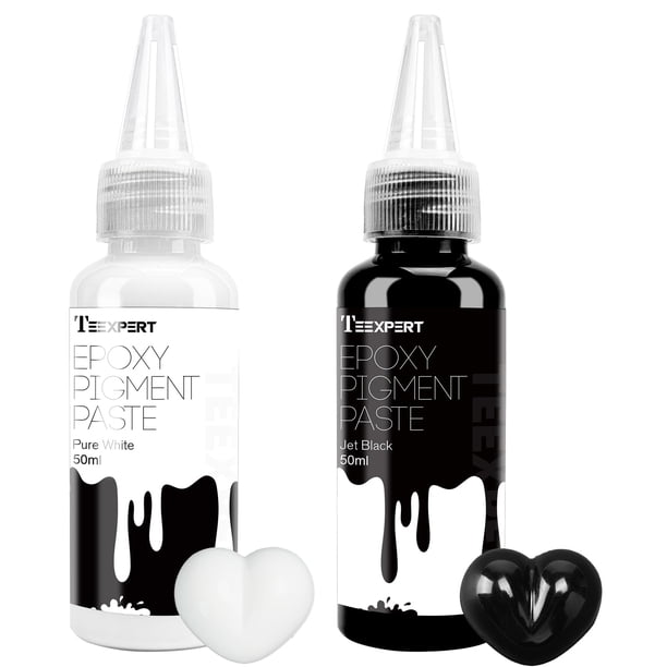 Pasta Pigmento Teexpert para Resina Epoxi: 100 ml / 3.38 oz Ultra Concentrada y Fácil de Mezclar, Colores Negro y Blanco Opacos, Tinte Líquido Epóxico para Arte en Resina y Mesas de Río
