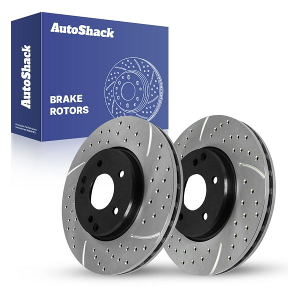 AutoShack Front Vented Drilled & Slotted E-Coated Brake Rotors 2-PC Set Replacement for 2006-2009 Mercedes-Benz CLK350 2006-2007 Mercedes-Benz C280 ShadowGuard 11.8" (299.8 mm)