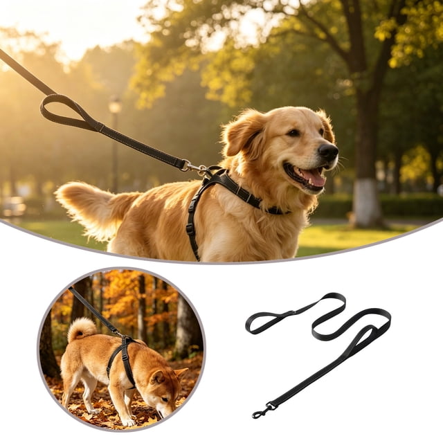 MKHSQHDG Today's Deals Double Handle Reflective Leash Heavy Duty Nylon Leash with Two Padded Handles Traffic Control for Medium to Large Dogs Ideal for Training and Night Walks