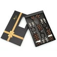 thumbnail image 1 of Brown Tan Check Dual Clip On Elastic suspenders for Men - Adjustable Y Straps For Work Pants, 1 of 1