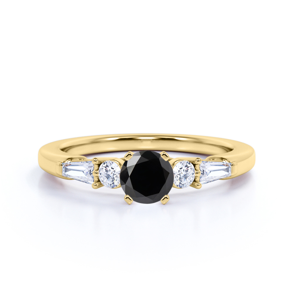 Jeenmata 1 2 Ct Round Real Dark Black Diamond 5 Stone Birthstone Wedding Ring In 10k Rose Gold Walmart Com Walmart Com