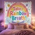 thumbnail image 2 of Take a Rainbow Breath Scene with Clouds and Stars, Cheerful Illustration for Kids, Mindfulness Wall Decor, Back to School Gift, Tapestry Wall Hanging for Classroom and Playroom, 2 of 7
