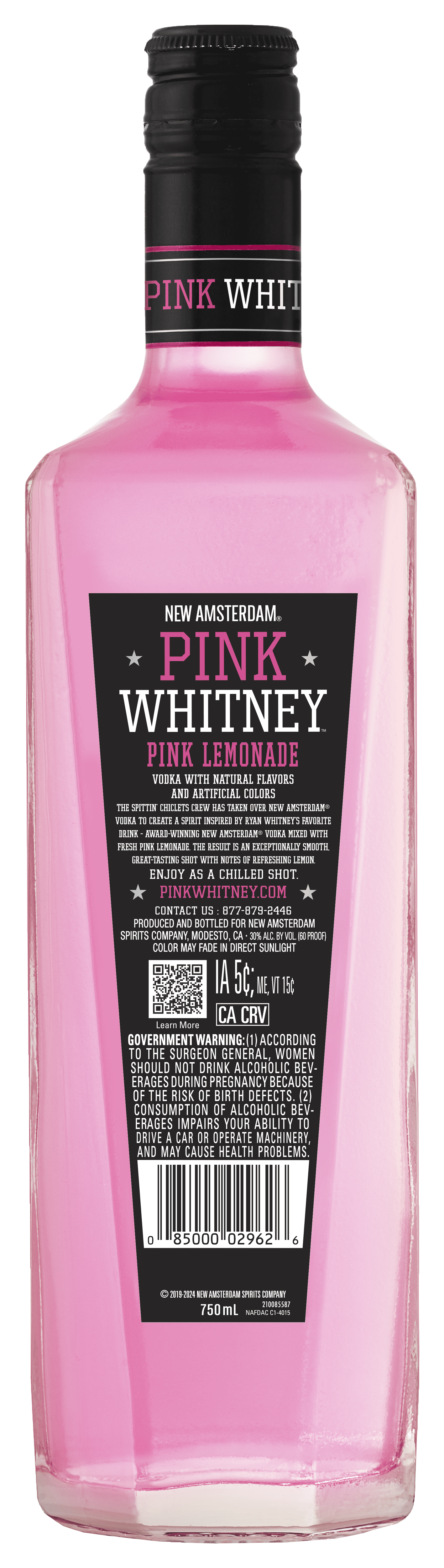 Pink Whitney Lemonade Flavored Vodka, 750ml Glass Bottle, 30% ABV