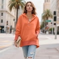 thumbnail image 6 of vigerkar Women's Casual Long Sleeve Sweatshirt Loose Henley Neck Pullover Tunic Tops Fashion Outfits (Orange, XL), 6 of 9