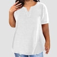 thumbnail image 2 of vigerkar Summer Cotton Plus Size Tops for Women Trendy Short Sleeve V Neck Loose Blouse Workout Basic Comfy T Shirts Tees (White, 5XL), 2 of 5
