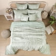 thumbnail image 3 of DecorAvenue Ultra-Luxe Crushed Velvet Duvet Cover Set, Boho Bedding Comforter Donna Cover Set, Over Size 3 Pieces Set 1 Comforter Cover and 2 Pillow Shams Sage Green Color, 3 of 6