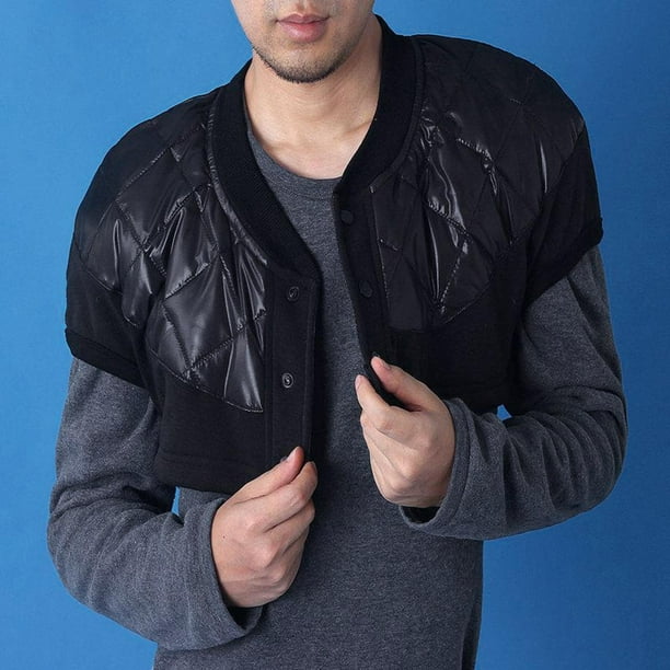 Chaqueta de plumón corta ligera Baoblaze Cálido de hombro XL negro