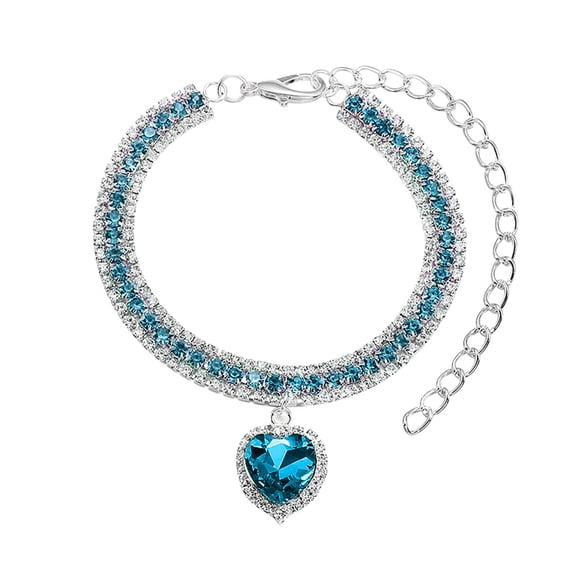 Jialinnn Metal Plaid Cat and Dog Collar, Blue, 15-22 cm
