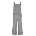 thumbnail image 5 of lmcalzta Linen Set for Women Sleeveless Square Neck Tank Top High Waisted Wide Leg Pants Casual 2 Piece Outfits, 5 of 6
