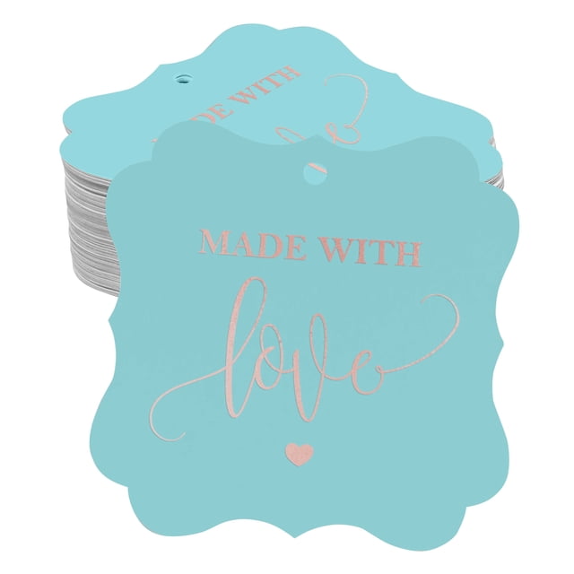 Inkdotpot Real Rose Gold Foil Bracket Shape Paper Hang Tags Made With Love Wedding Favor Tags Pack Of 100