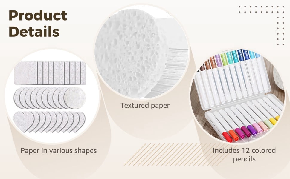 54 Pcs Texture Painting Kit, Wood Pulp Cotton Arts And Crafts Set, Includes 20 Square, 10 Heart, 10 Circle Boards, 2 Water Pens, 12 Color Pens