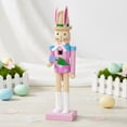 thumbnail image 6 of Yucurem Easter Bunny Nutcracker Ornaments, 9.84" Wooden Nutcracker Rabbit Sculpture Decor for Table, Decorative Rabbit Figuring Gifts for Spring Easter Party Supply, 6 of 7