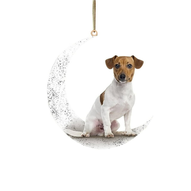 Arte del hierro Siéntese en la luna Adorno de luna de perro encantador para amantes de los perros Colgante de árbol de Navidad Wmkox8yii gf6351