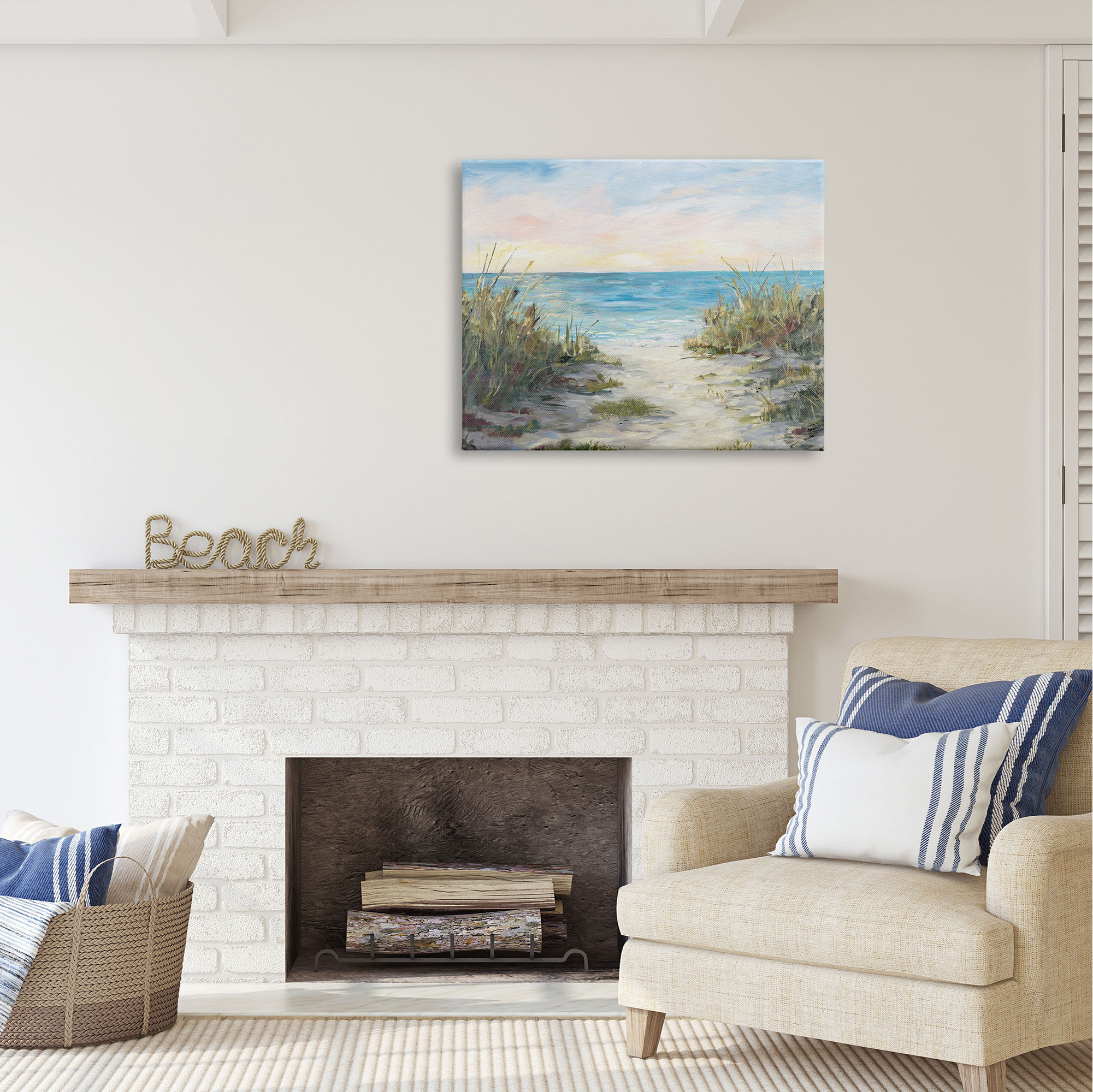 Stupell Industries Sea Grass Ocean Path Nature Painting Gallery Wrapped Canvas Print Wall Art, 40 x 30
