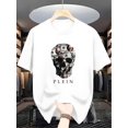 thumbnail image 2 of Camiseta de verano 2024 con estampado geométrico de calavera para hombre: ropa informal, cuello redondo, lavable a máquina, estilo informal | Detalle de marca | Camisa ligera, camisetas informales, 2 of 6