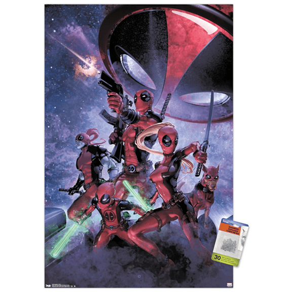 Marvel Comics - Deadpool - Family Wall Poster with Push Pins, 22.375" x 34"