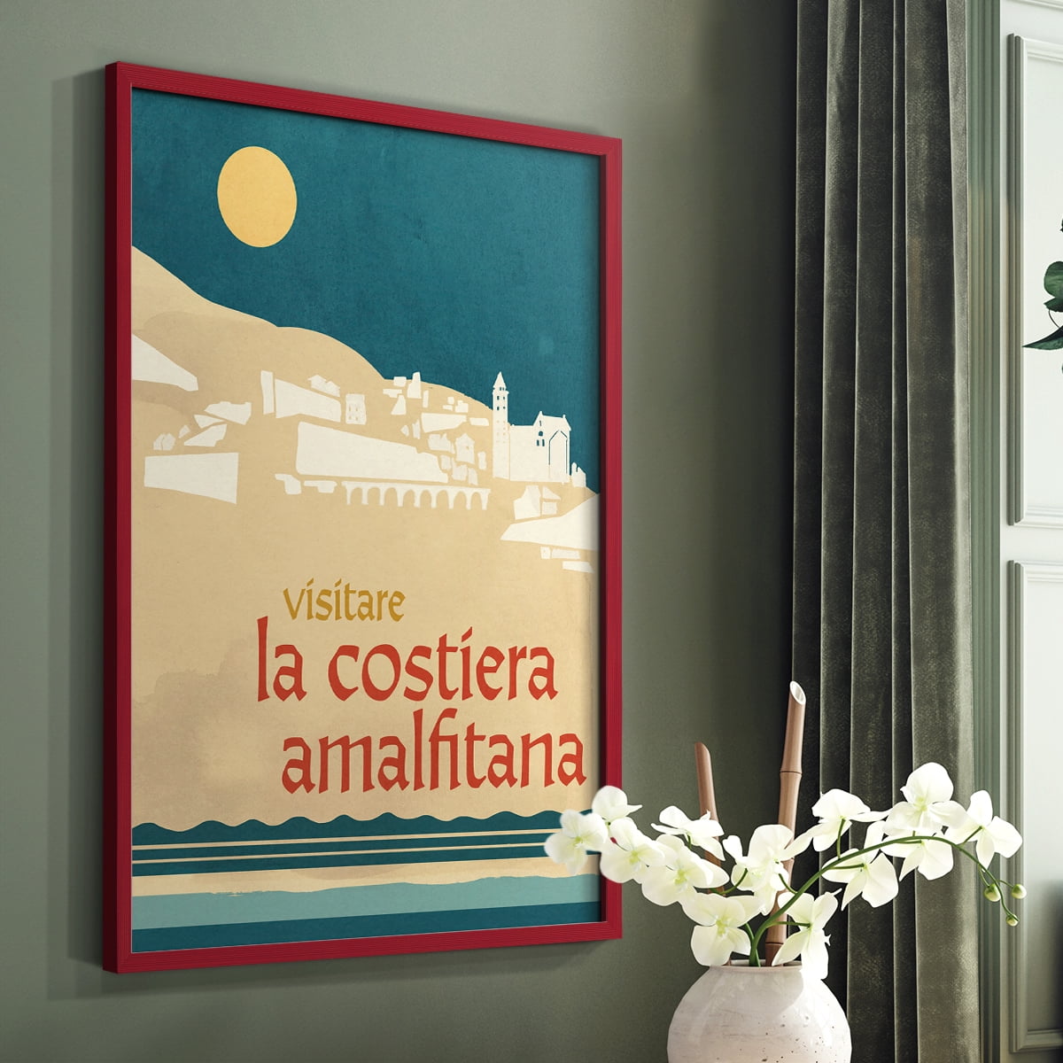 Summer Abroad IV Framed Print in Red Solid Wood Framed Print No Nail Hanging