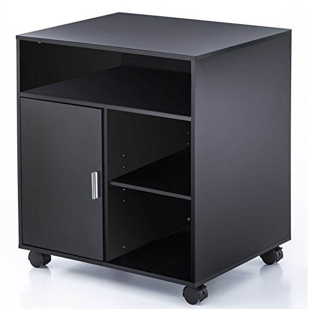 FITUEYES File Cabinet Mobile Printer Stand with storage on wheels 3 Shelf Multiple finishes Black PS406001WB