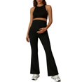thumbnail image 2 of HOWPAY Maternity Flare Leggings over the Belly High Waisted Yoga Pants for Workout Lounge Bell Bottoms Soft Casual Pregnancy Activewear Black L, 2 of 8