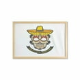 thumbnail image 1 of Day of the Dead Wall Art with Frame, Colorful Skull with Sombrero and Moustache Eyes Art, Printed Fabric Poster for Bathroom Living Room, 35" x 23", Yellow White Ivory, by Ambesonne, 1 of 2
